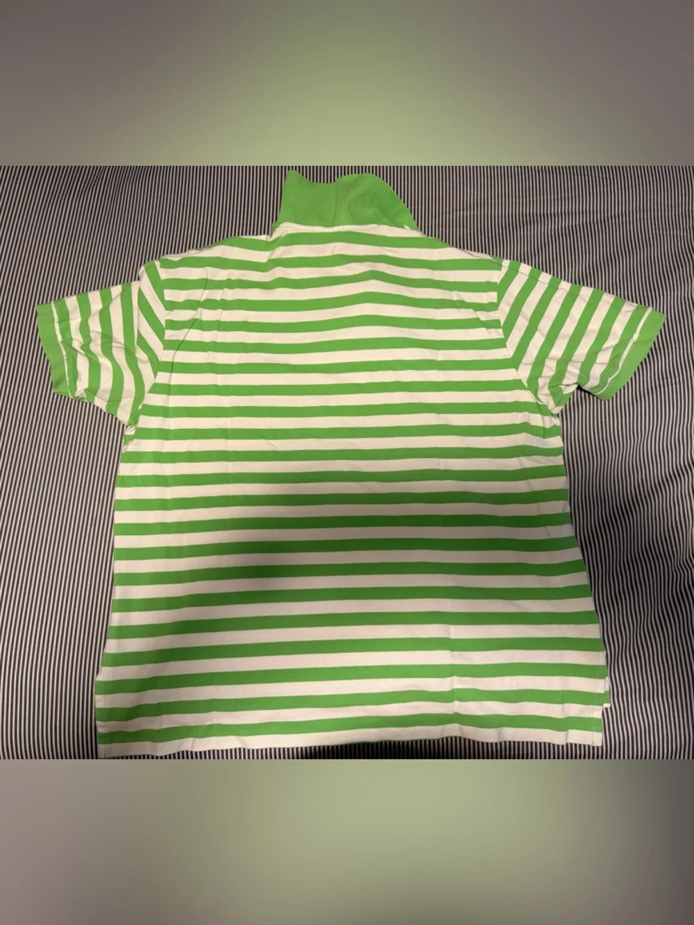 Ralph Lauren Men’s Green & White Striped Polo Shirt